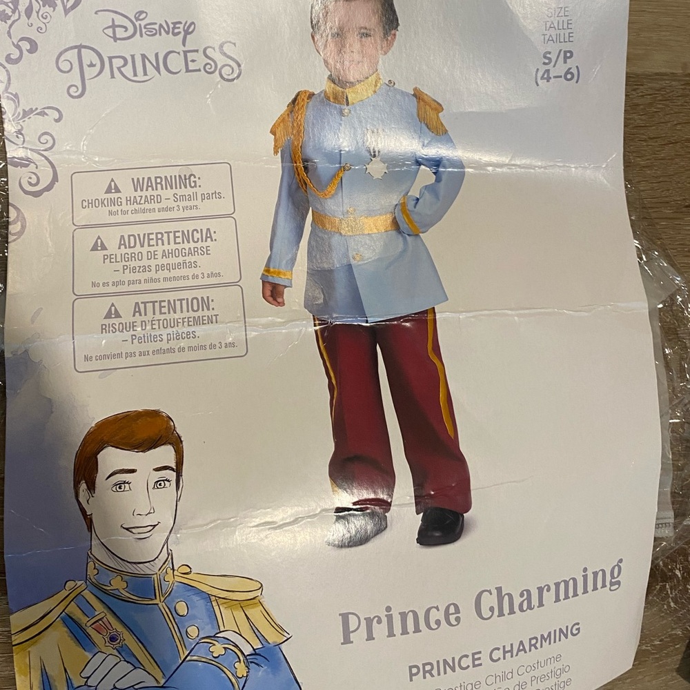 Disney branded Prince Charming costume. Size 4-6